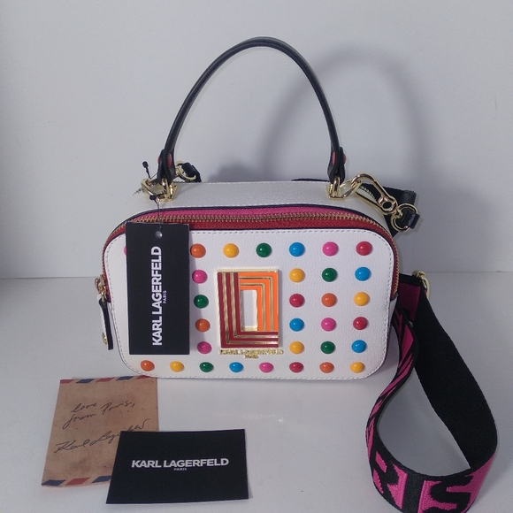 Bar III & Karl Lagerfeld MultiColor Metallic Beaded Caged Sandals,Camera Bag Set - Picture 5 of 16